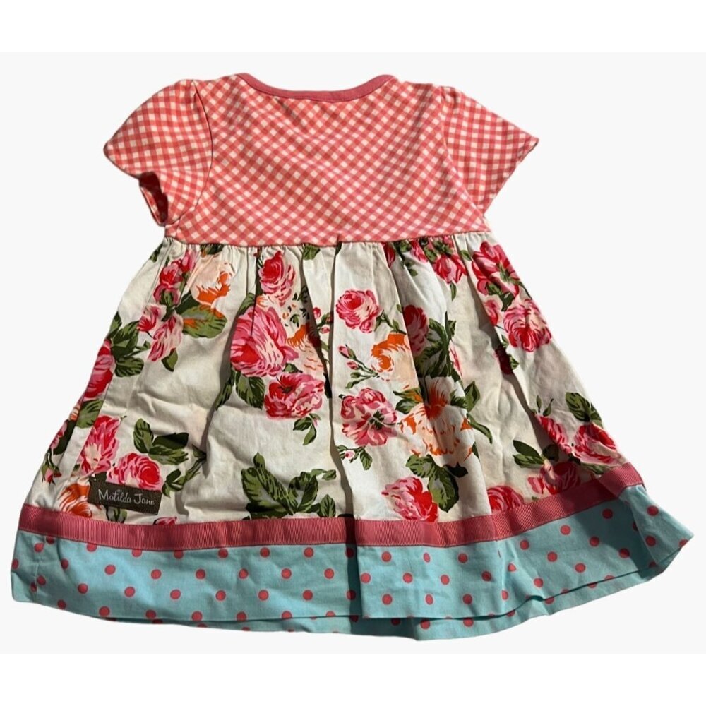 Matilda Jane  Sunny Skies Pink Gingham Dress Girls Size 6-12 months Like New Con - Picture 3 of 10